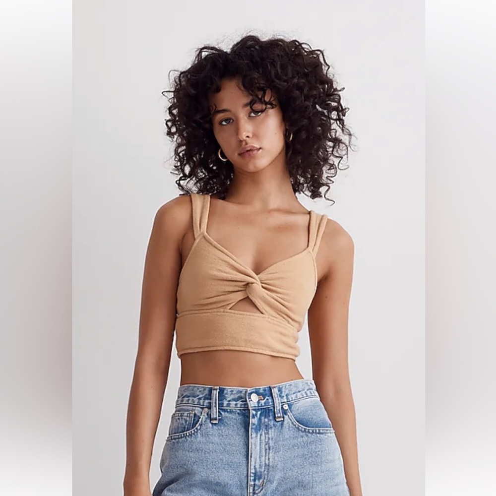 Madewell Cutout Knot-Front Crop Tank Top size L
